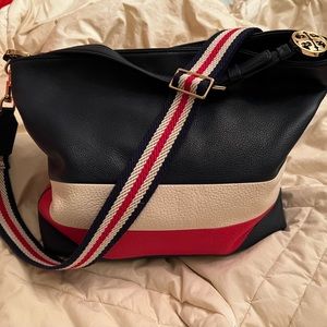 TORY BURCH hobo red white blue bag